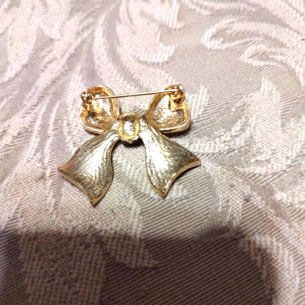 🔸🖤🔸Adorable Vintage 80's Black & Gold Ribbon Bow Brooch - Picture 13 of 13